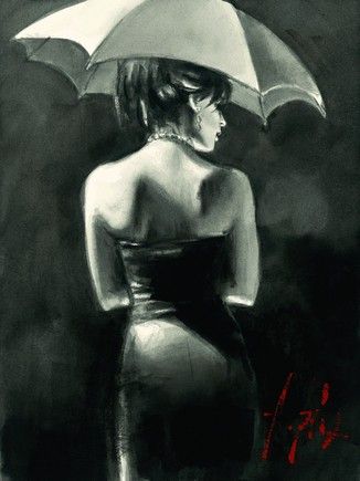 Fabian Perez Study for Woman with White Umbrella